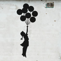 Banksy Panoramatapete - Das Mädchen mit den Luftballons
