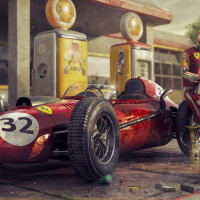 F1 Ferrari Vintage-Panorama-Tapete