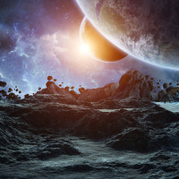 Tapeten Panoramatapete Mond Universum