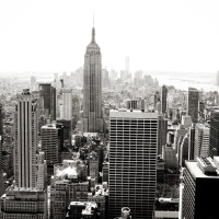 City New York Schwarz-Weiß-Panorama-Tapete