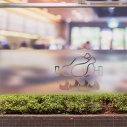 Rotisserie-Logo, Sichtschutzfolie für Fenster