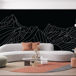 Geometrische Berg-Tapete in Weiß mit Panoramablick