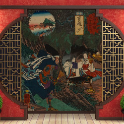 Panoramatapete Druck 19. Jahrhundert Utagawa Kuniyoshi - Miyanokoshi