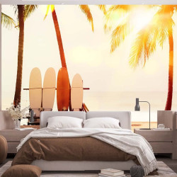 Surfen unter Palmen Panoramatapete