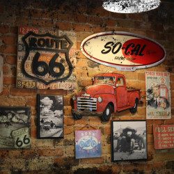 Vintage-Schilder der Route 66 Panoramatapete