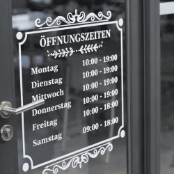Schaufenster-Öffnungszeitenaufkleber