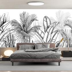 Panoramatapete Dschungel Schwarz und Weiß 4