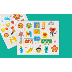 Bogen mit personalisierten Aufklebern