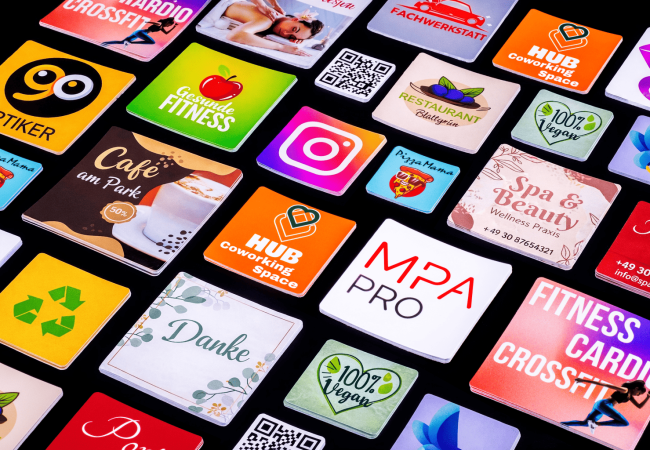 Quadratische Aufkleber mit abgerundeten Ecken