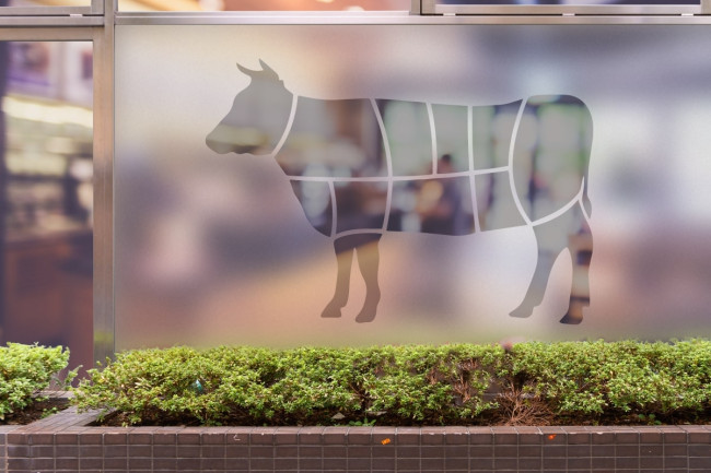 Metzgerei-Rindfleisch-Logo Sichtschutz-Fensterfolie