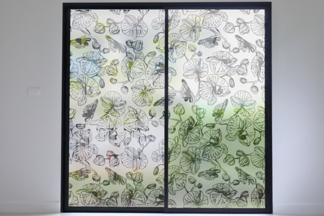 Orchideenmuster Sichtschutz-Fensterfolie